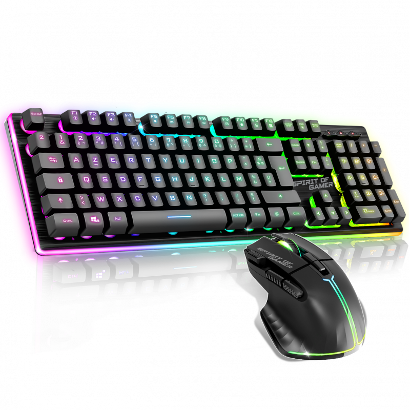 Spirit of Gamer CLS-MK600SBK clavier Souris incluse Gaming USB AZERTY Français Noir