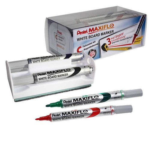 Pentel Maxiflo marqueur 4 pièce(s) Pointe ronde Noir, Bleu, Vert, Rouge