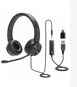 ADVANCE MIC-U750 écouteur/casque Avec fil Arceau Bureau/Centre d'appels USB Type-C / USB Type-A Noir