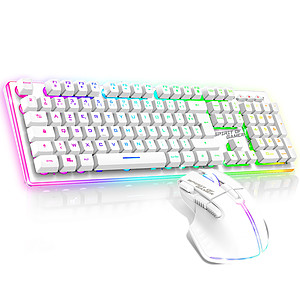 Spirit of Gamer CLS-MK600WT clavier Souris incluse Jouer USB AZERTY Blanc