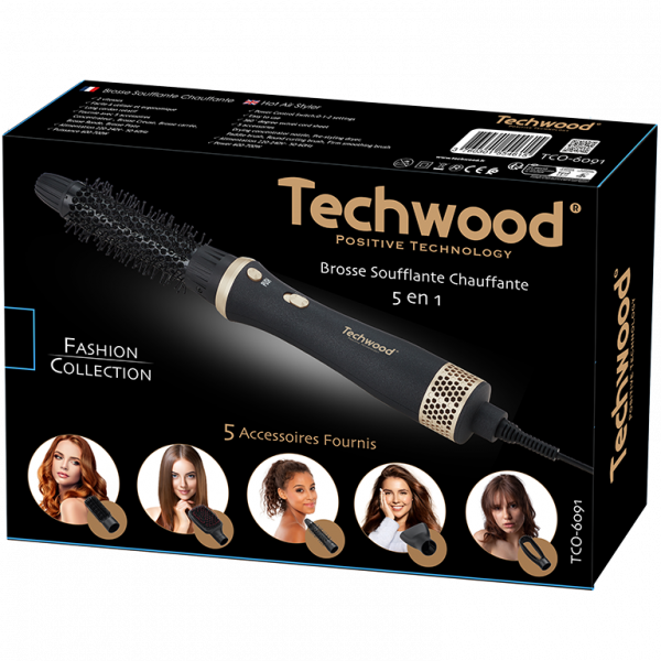 TECHWOOD BROSSE SOUFFLANTE CHAUFFANTE 5 EN 1