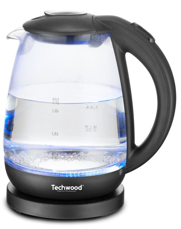 Techwood TB-1717V bouilloire 1,7 L 2200 W Noir, Transparent
