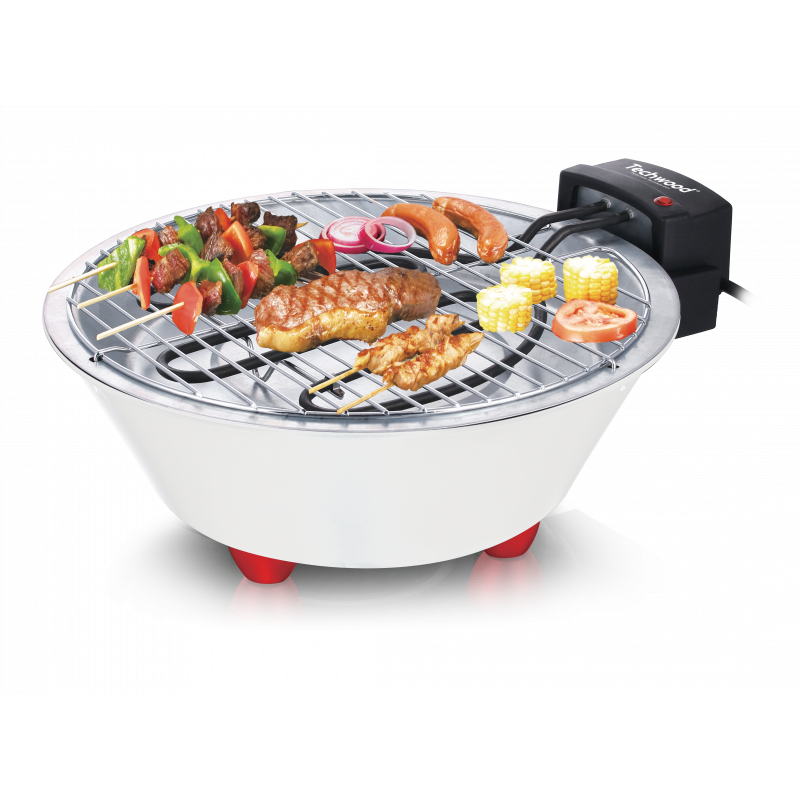 Techwood TBQ-801 barbecue et grill Ensemble de cuisson Electrique Acier inoxydable, Blanc 1250 W