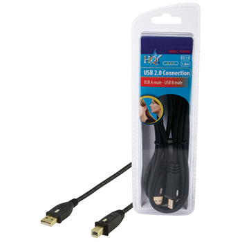 HQ USB A - USB B 1.8m câble USB USB 2.0 1,8 m 0,48 Gbit/s Noir