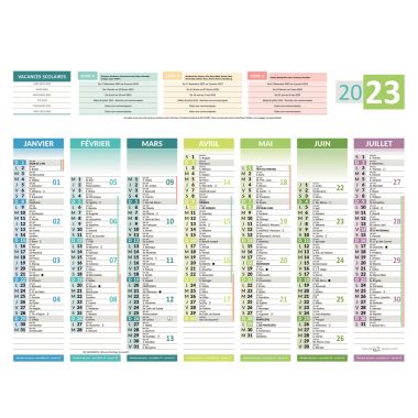 Calendrier semestriel 7 mois par face 4 saisons 21x26,5cm