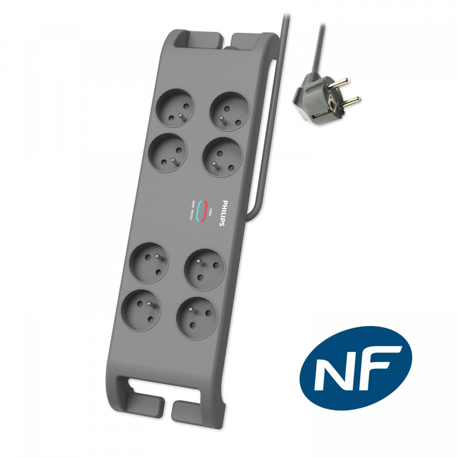 PHILIPS Rallonge multiprise parasurtenseur - 8 prises - 2m 