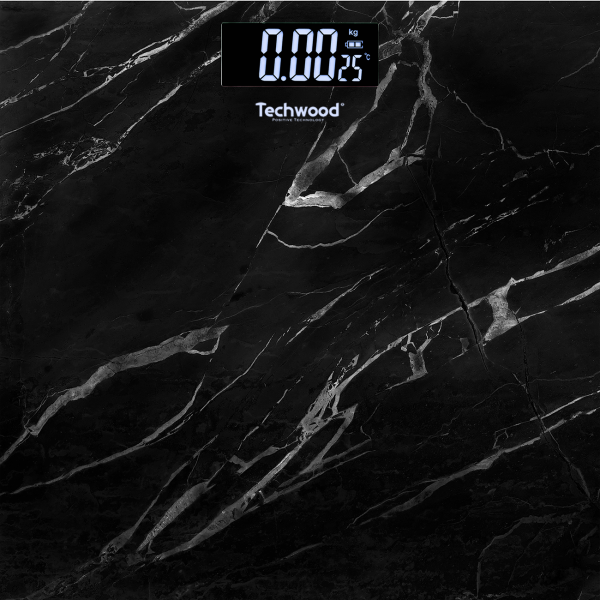 TECHWOOD Pèse personne digital noir marbre