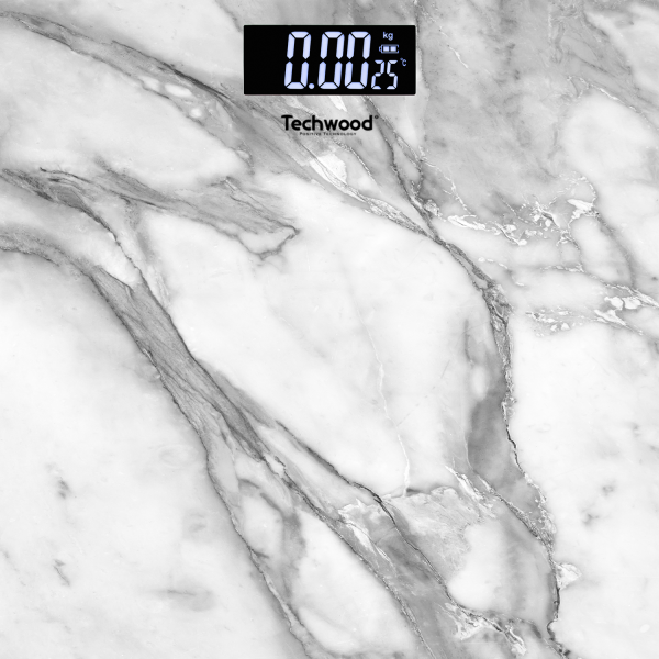 TECHWOOD Pèse personne digital blanc marbre