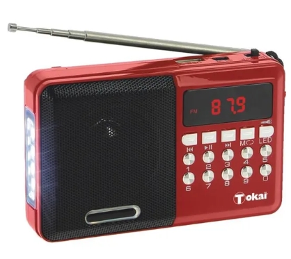 Radio Portable - Tokai - Rouge - FM PLL - Entrées USB et Micro SD - Lampe 4 LED