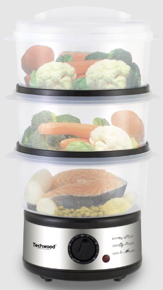 TECHWOOD Cuiseur Vapeur 7,5 litres