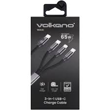 VOLKANO Cable charg 3en1 Weaveseries 65w TypeC