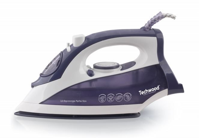 Techwood TFV-2403C fer à repasser Fer à repasser à sec ou à vapeur Semelle en céramique 2400 W Violet, Blanc