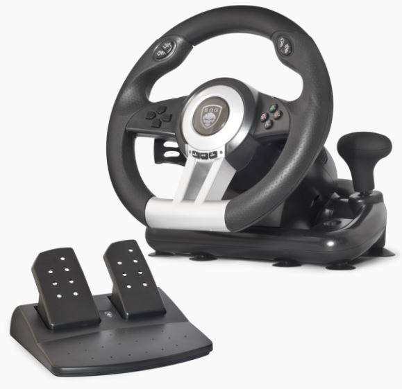 Spirit of Gamer Race Wheel Pro Noir, Argent USB Volant + pédales Analogique/Numérique PC, Playstation 2, Playstation 3