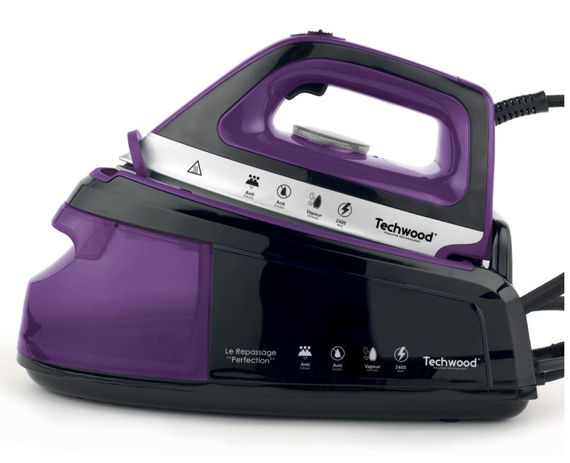 Techwood TC-2466 Centrale vapeur 2400 W 1,2 L Semelle en céramique Noir, Violet, Blanc