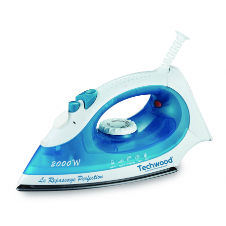 TECHWOOD Fer Vapeur Bleu/Blanc 2000W Semelle Inox