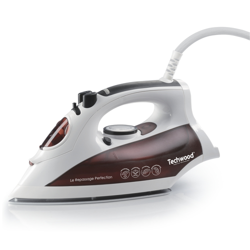 Techwood TFV-2408C fer à repasser Fer à repasser à sec ou à vapeur Semelle en céramique 2400 W Marron, Blanc