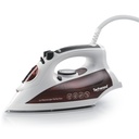 Techwood TFV-2408C fer à repasser Fer à repasser à sec ou à vapeur Semelle en céramique 2400 W Marron, Blanc