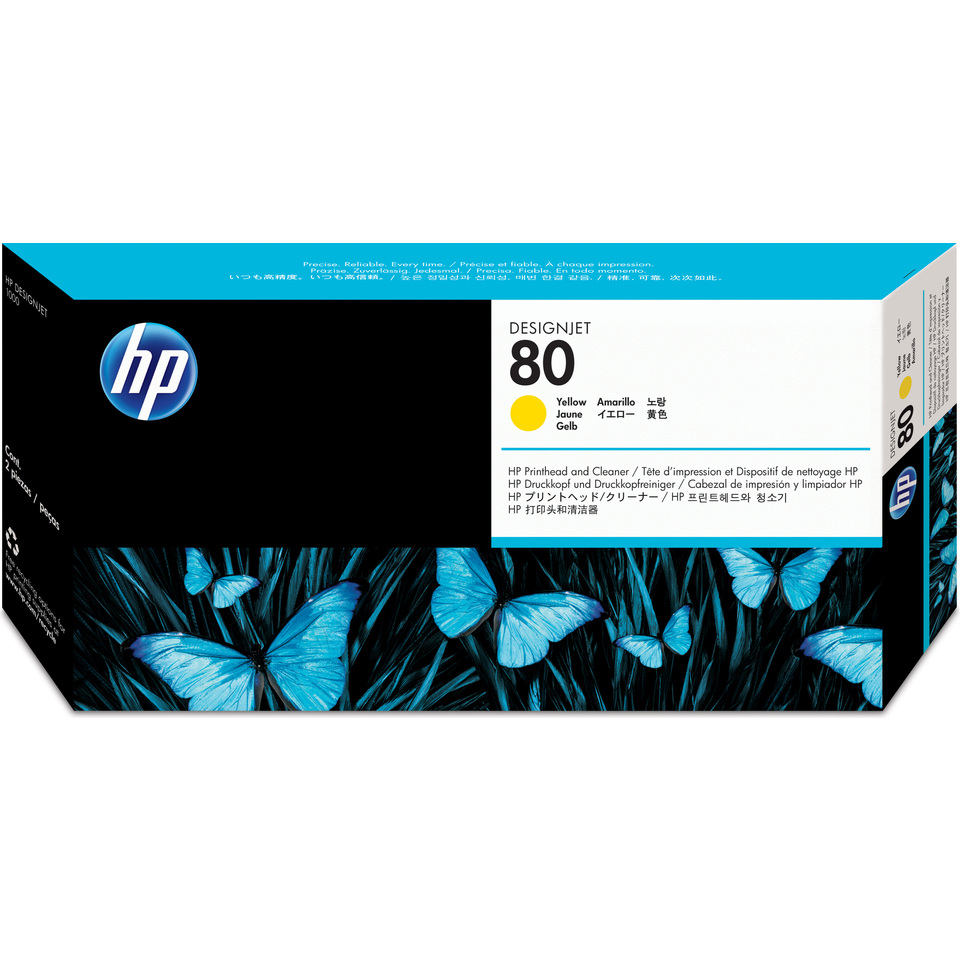 HP 80 tête d'impression jaune et dispositif de nettoyage de tête d'impression DesignJet