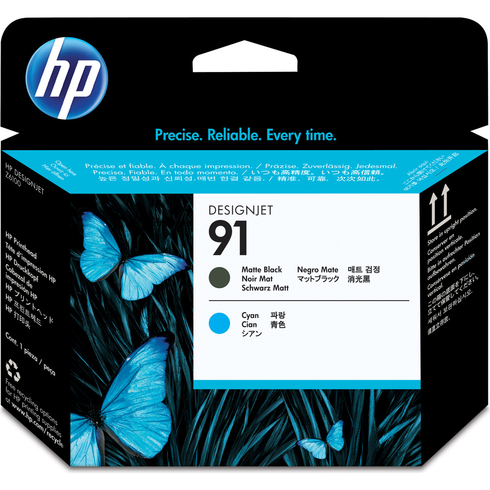 HP 91 tête d'impression noir mat et cyan