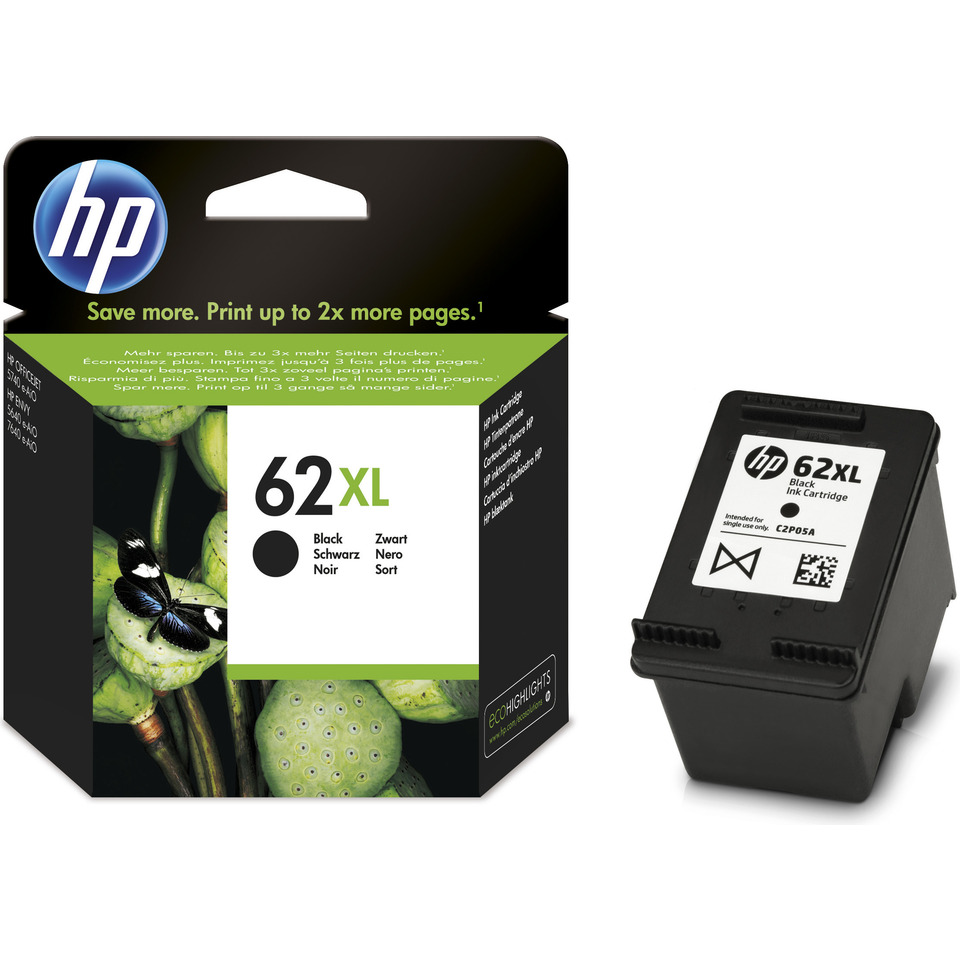 HP 62XL cartouche d'encre noire grande capacité authentique