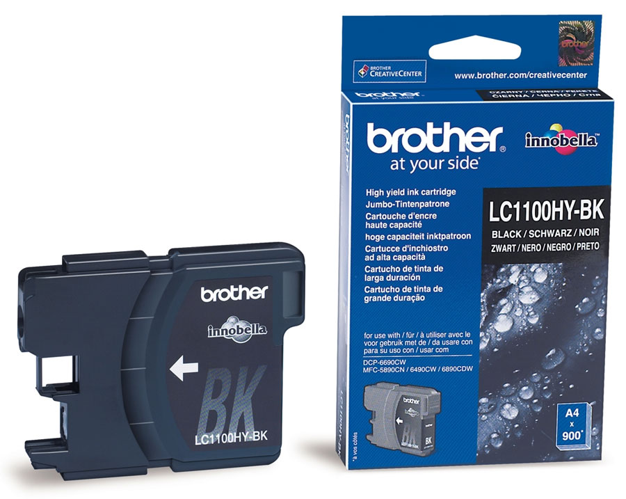 Brother Cartouche d'encre LC1100HYBK originale à haut rendement – Noir