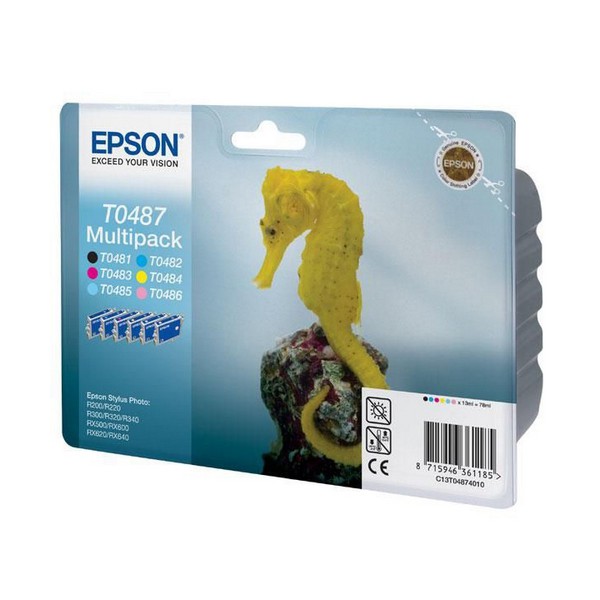 Epson Seahorse Multipack "Hippocampe" (T0487) - Encres QuickDry N, C, Cc, M, Mc, J