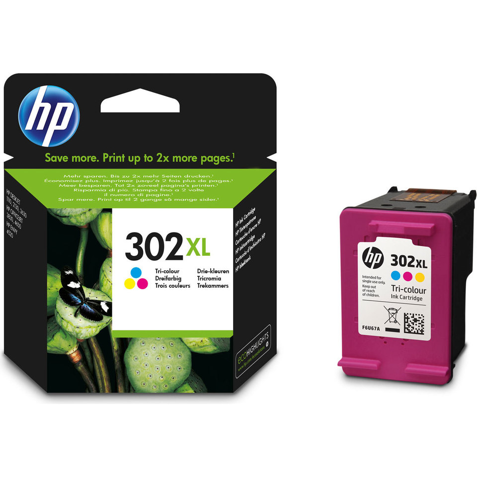 HP 302XL Cartouche d’encre trois couleurs grande capacité authentique