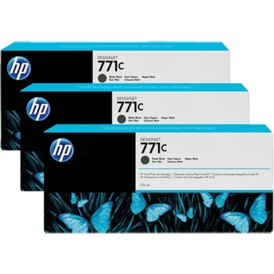 HP 771C pack de 3 cartouches d'encre DesignJet noir mat, 775 ml