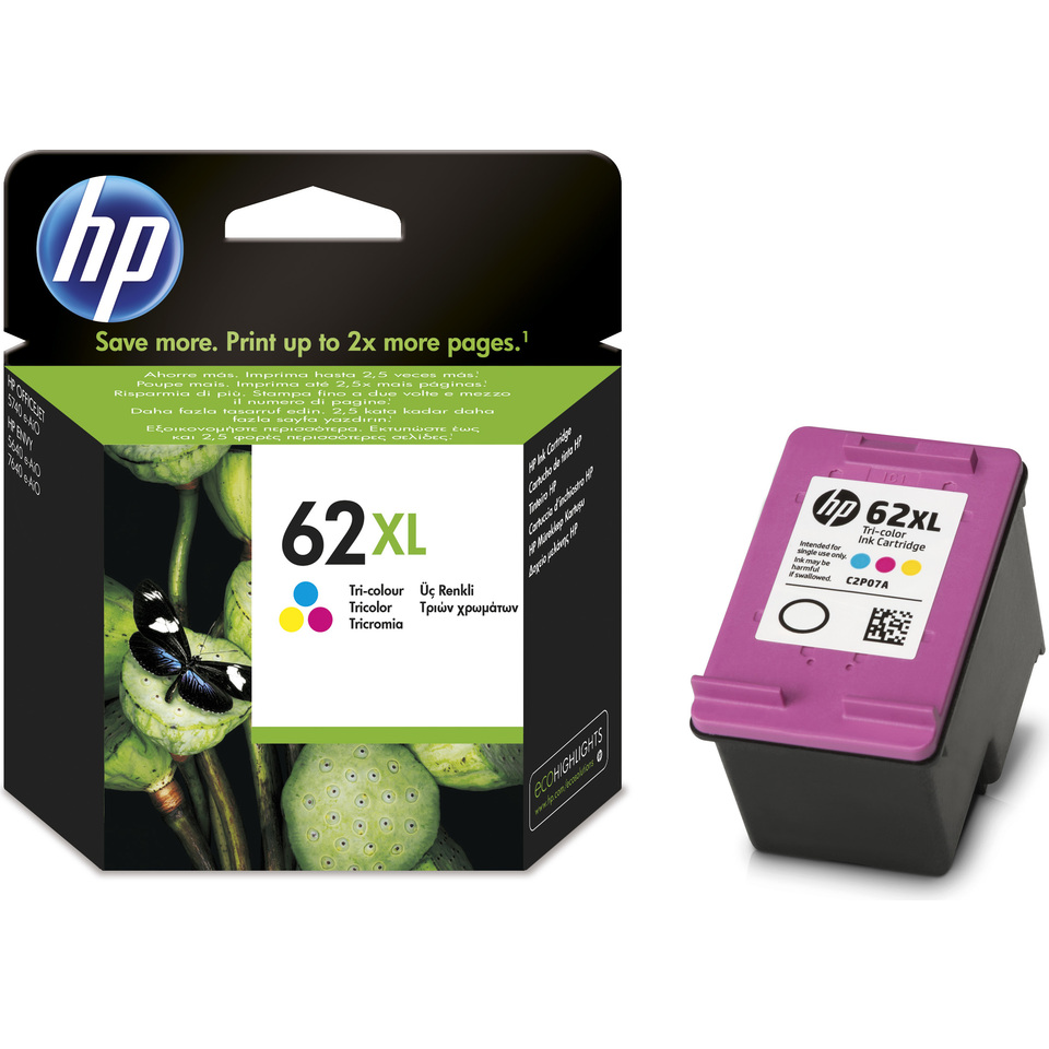 HP 62XL cartouche d'encre trois couleurs grande capacité authentique