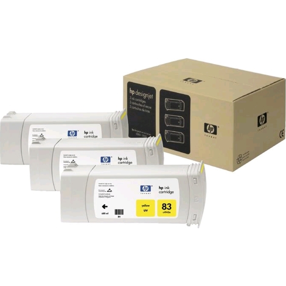 HP 83 3-pack 680-ml Yellow UV Cartridges tête d’impression A jet d'encre thermique