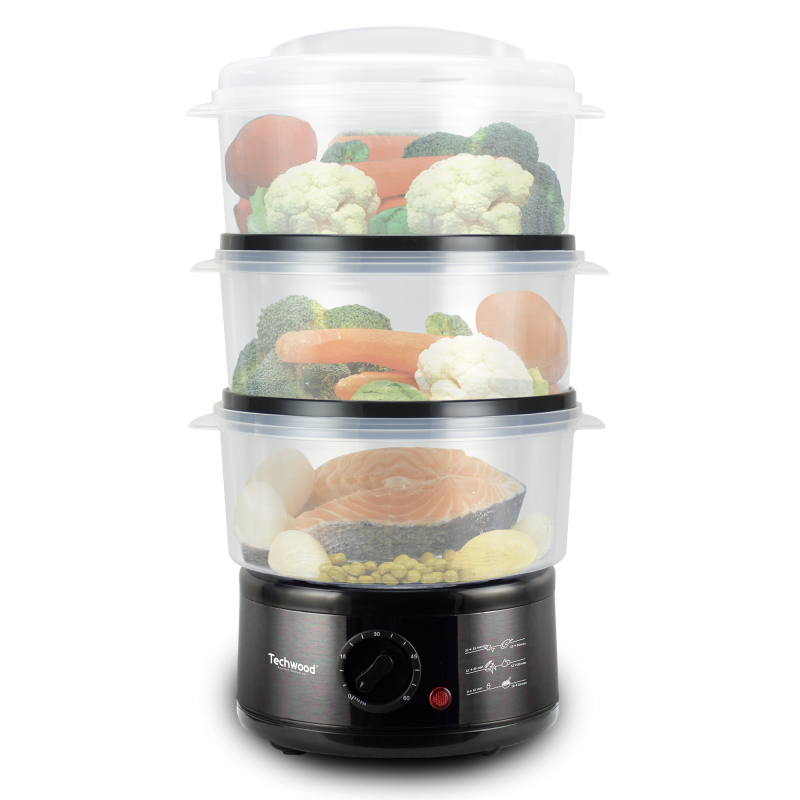 Techwood TCV-376 cuiseur vapeur 3 Nombre de paniers Pose libre 500 W Noir