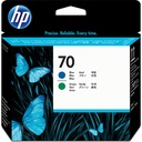 HP 70 tête d'impression DesignJet bleue et verte