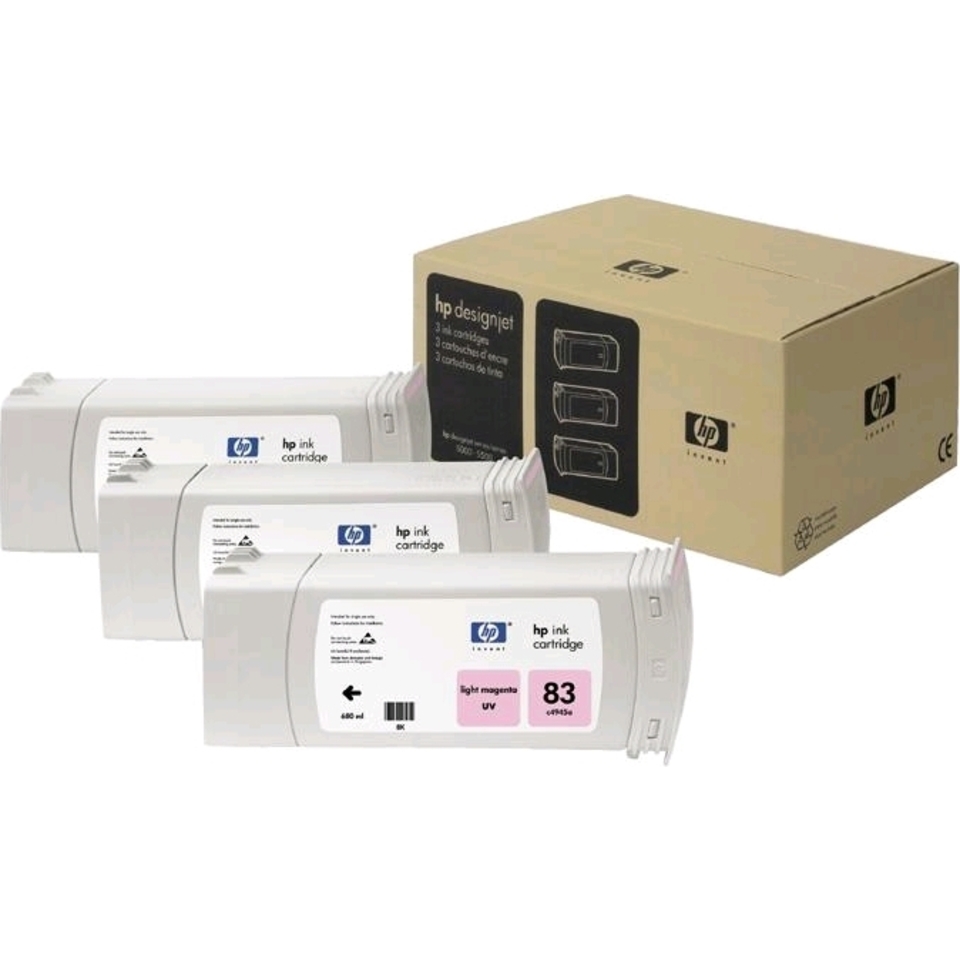 HP 83 3-pack 680-ml Light Magenta UV Cartridges tête d’impression A jet d'encre thermique