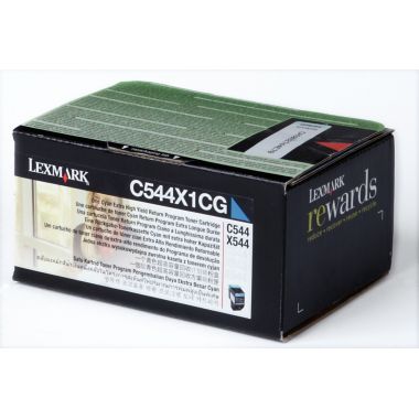 Toner à la marque Lexmark C544X1CG cyan très haute capacité.