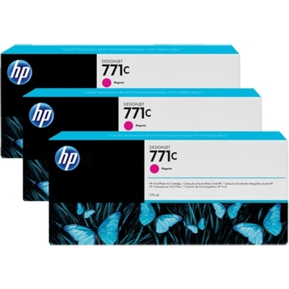HP 771C pack de 3 cartouches d'encre DesignJet magenta, 775 ml
