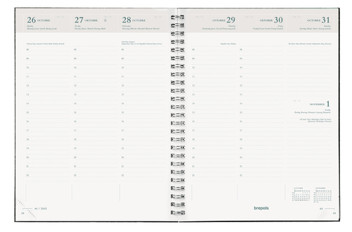 Brepols Ecotiming Recycled PP Agenda hebdomadaire Noir