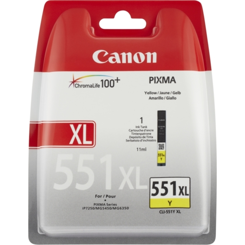 Canon CLI-551XL Y w/sec cartouche d'encre 1 pièce(s) Original Rendement élevé (XL) Jaune
