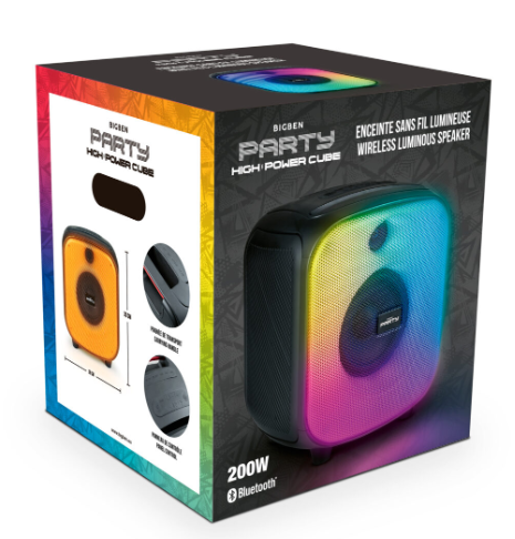 [HPPARTYBTHPCUBEBB] Enceinte lumineuse sans fil CUBE – PARTYBTHPCUBE