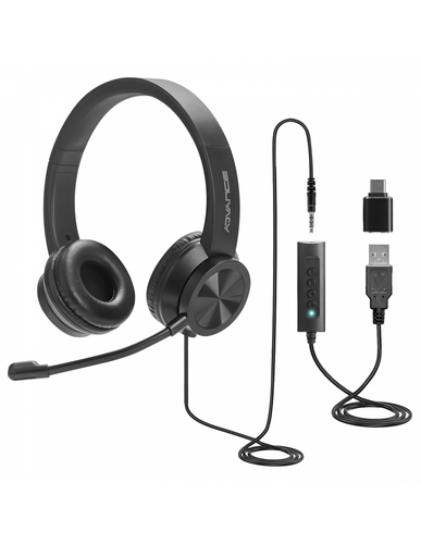 [CASQMIC-U750SOG] ADVANCE MIC-U750 écouteur/casque Avec fil Arceau Bureau/Centre d'appels USB Type-C / USB Type-A Noir
