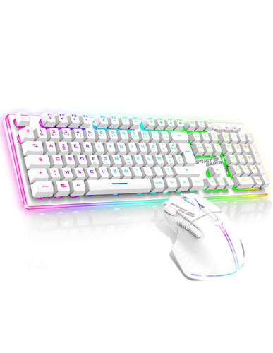 [CLAVCLSMK600SWTSOG] Spirit of Gamer CLS-MK600WT clavier Souris incluse Jouer USB AZERTY Blanc