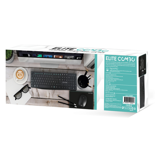 [CLAVCLSG7100RFADVA] ADVANCE ELITE COMBO clavier Souris incluse Bureau RF sans fil AZERTY Français Noir