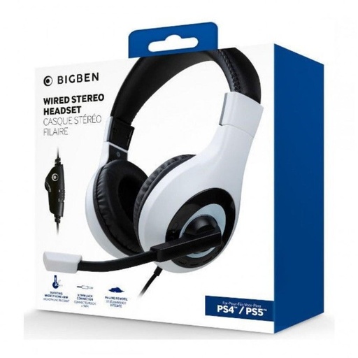 [CASQPS5HEADSETV1WH] Bigben Interactive Wired Stereo Gaming Headset V1 Casques Avec fil Arceau Noir, Blanc