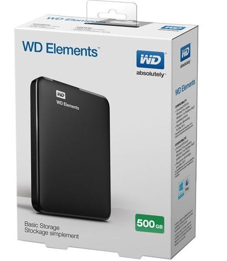 [DD500EXT25EUSB3WD] Western Digital WD Elements Portable disque dur externe 500 Go 2.5" Micro-USB B 3.2 Gen 1 (3.1 Gen 1) Noir