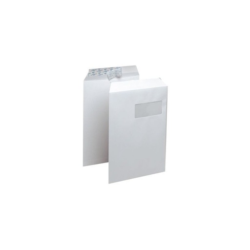 [ENV533] 250 Pochettes Blanches 229X324 Mm Autocollante 90G Avec Fenêtre - Gpv