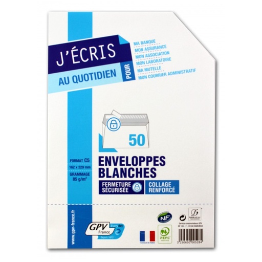 [ENVP528] GPV France 528 enveloppe C5 (162 x 229 mm) Blanc 50 pièce(s)