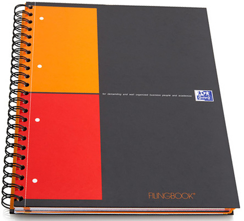 [263404] Oxford Filing Book bloc-notes A4 80 feuilles Noir, Orange, Rouge
