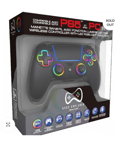 [JVPSP5DUAWPROBDP] DEEP EXPLORER – PS5 Pro CONTROLLER WIRELESS RGB – Black