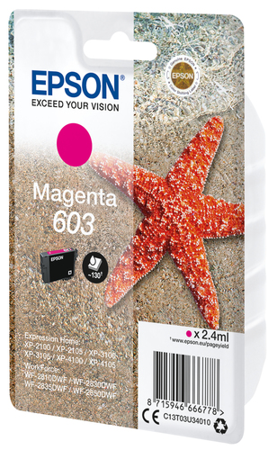 [893446] Epson ETOILE DE MER / 603 cartouche jet d'encre magenta authentique (T03U340)
