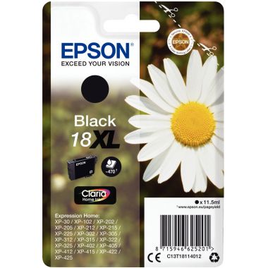 [935594] Epson PAQUERETTE / 18XL cartouche jet d'encre noire haute capacité authentique (T181140)
