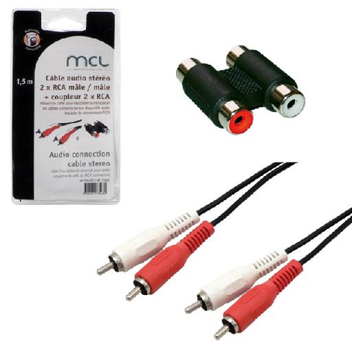 [CABLEMC705AGE1-5MMCL] MCL MC705AGE-1.5M câble audio 1,5 m 2 x RCA Noir